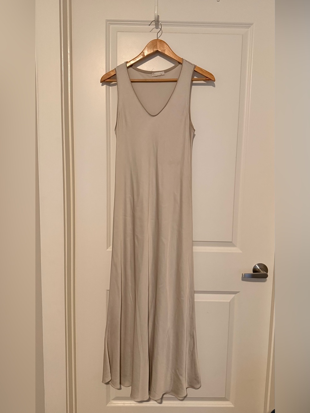 Milio Milano Sleeveless V-Neck Maxi Dress in Light Taupe